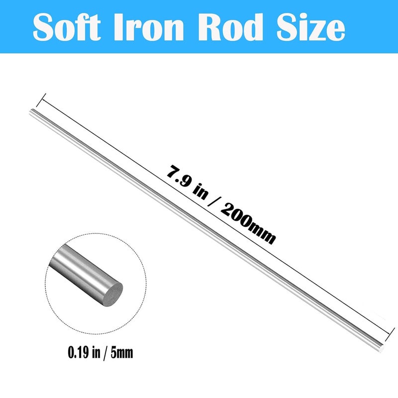 Tsmhisd Soft Iron Rod, High Pure Iron Rod, Ideal Core for Making Electromagnets, 0.19" Diameter, 7.9" Long - Image 3